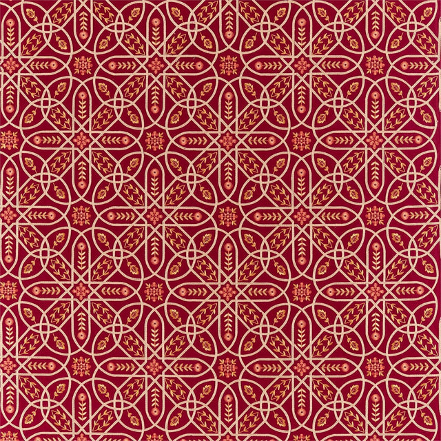 Morris & Co Brophy Embroidery Wine Fabric