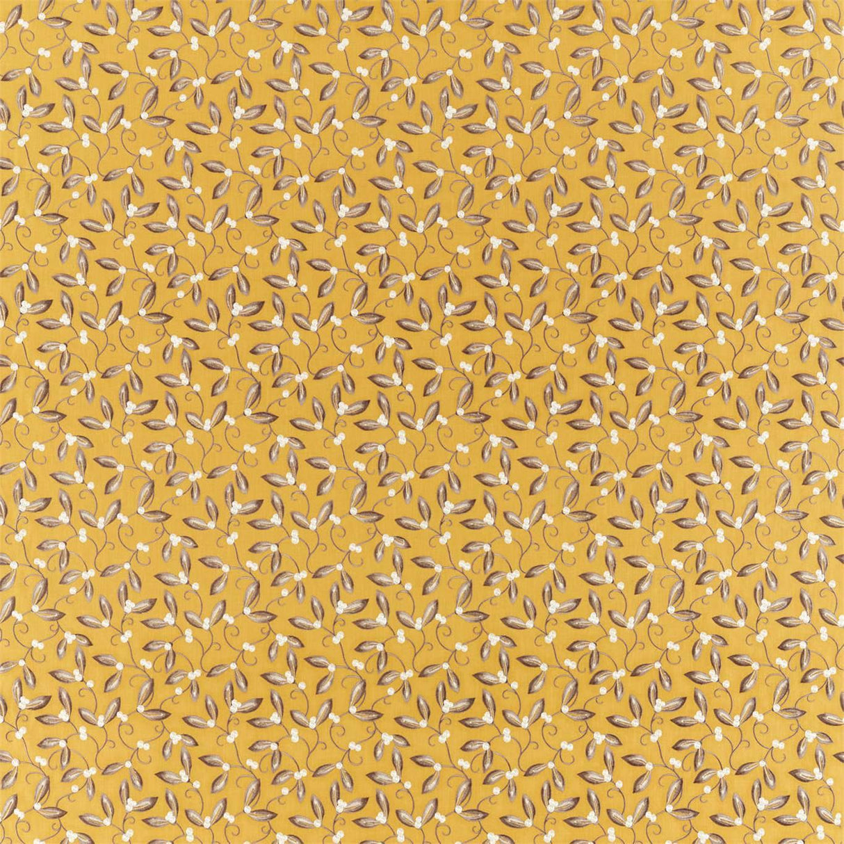 Morris & Co Mistletoe Embroidery Saffron Fabric