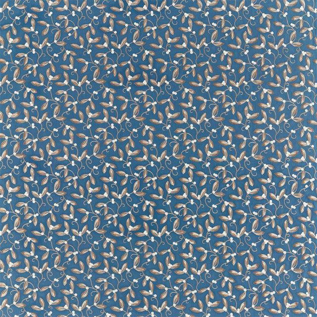 Morris & Co Mistletoe Embroidery May Blue Fabric