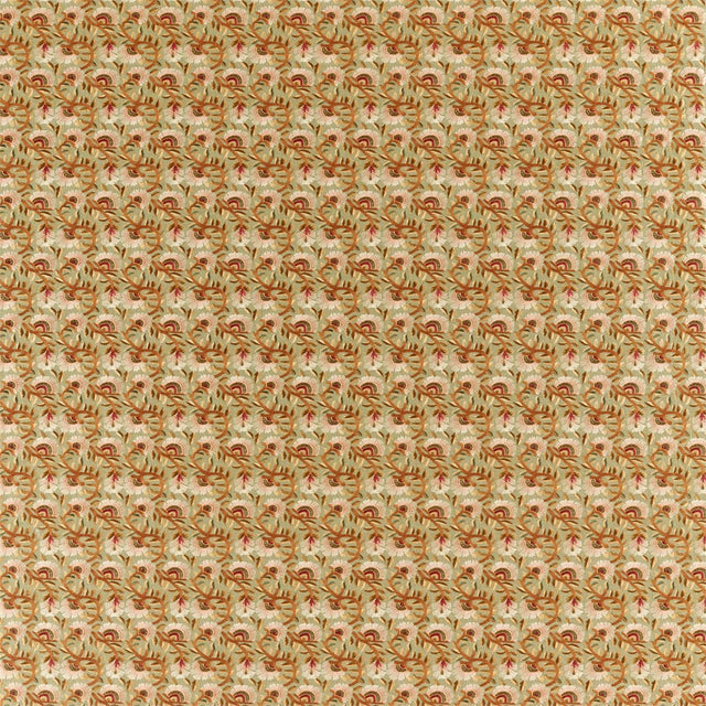 Morris & Co Wardle Embroidery Olive / Brick Fabric