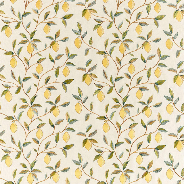 Morris & Co Lemon Tree Embroidery Bayleaf/Lemon Fabric