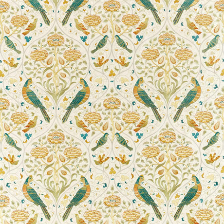 Morris & Co Seasons By May Embroidery Sea Glass/ Brick Fabric