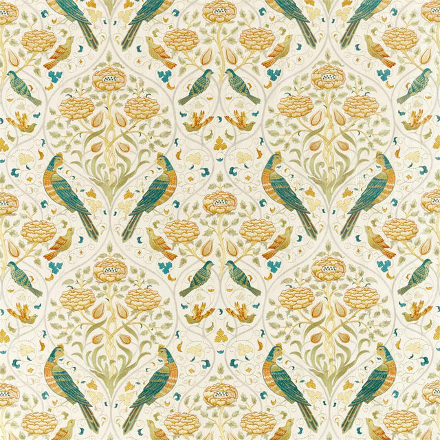 Morris & Co Seasons By May Embroidery Sea Glass/ Brick Fabric