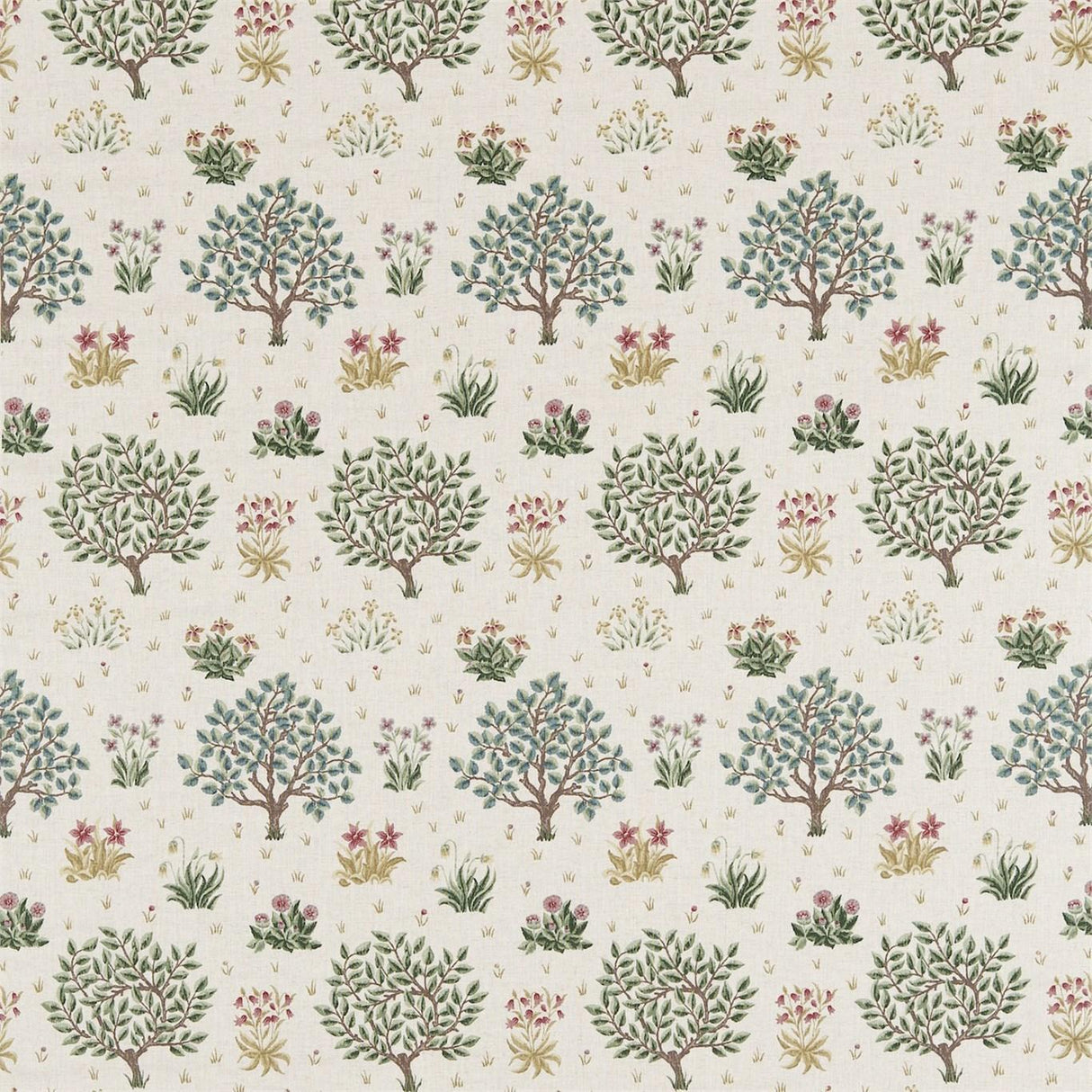 Morris & Co Orchard Bayleaf/Rose Fabric