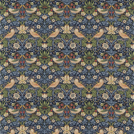 Morris & Co Strawberry Thief Indigo/Mineral Fabric