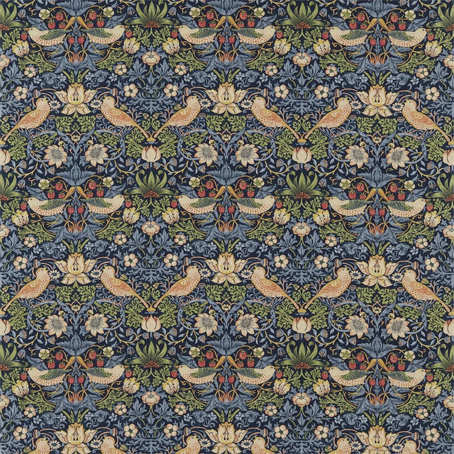 Morris & Co Strawberry Thief Indigo/Mineral Fabric