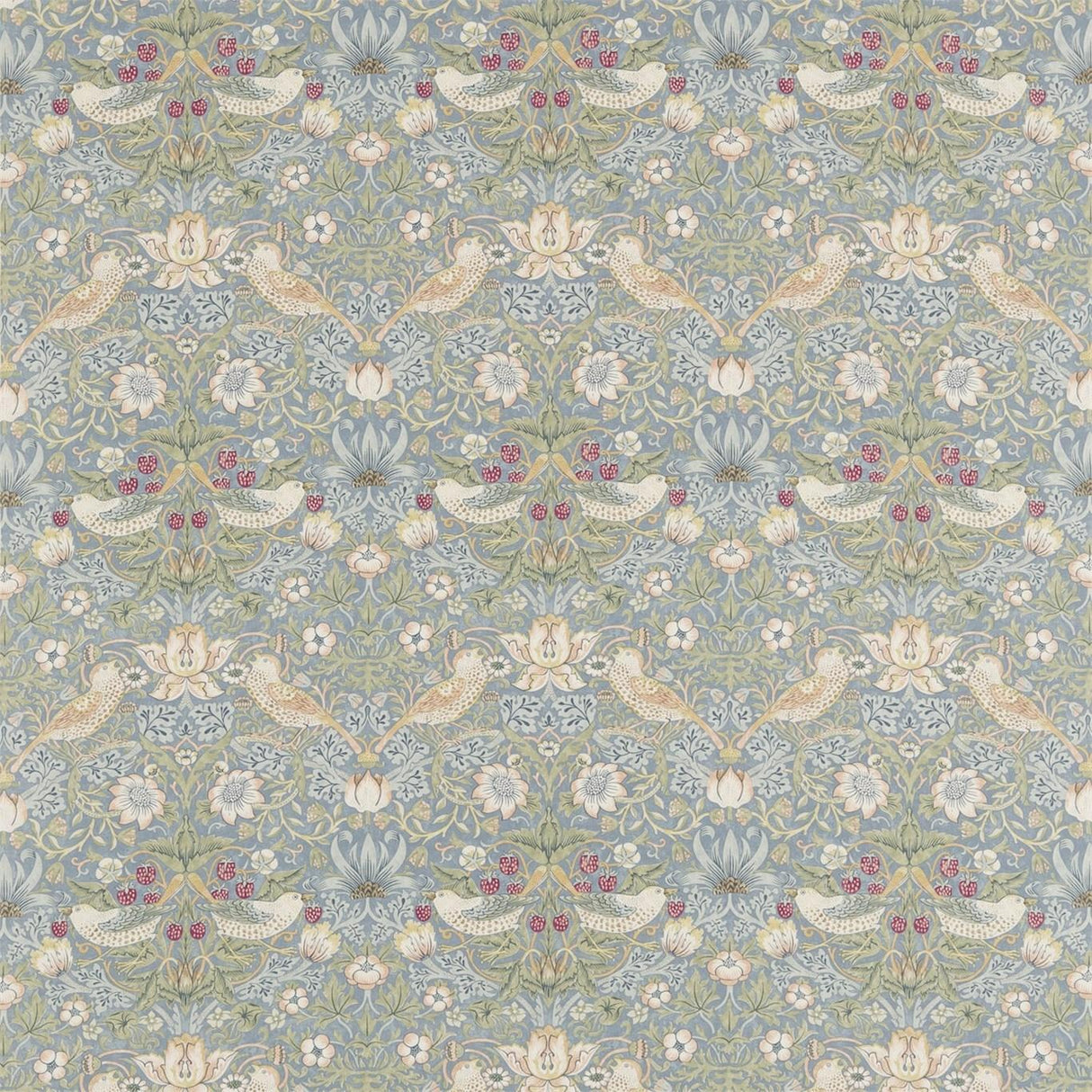 Morris & Co Strawberry Thief Slate/Vellum Fabric
