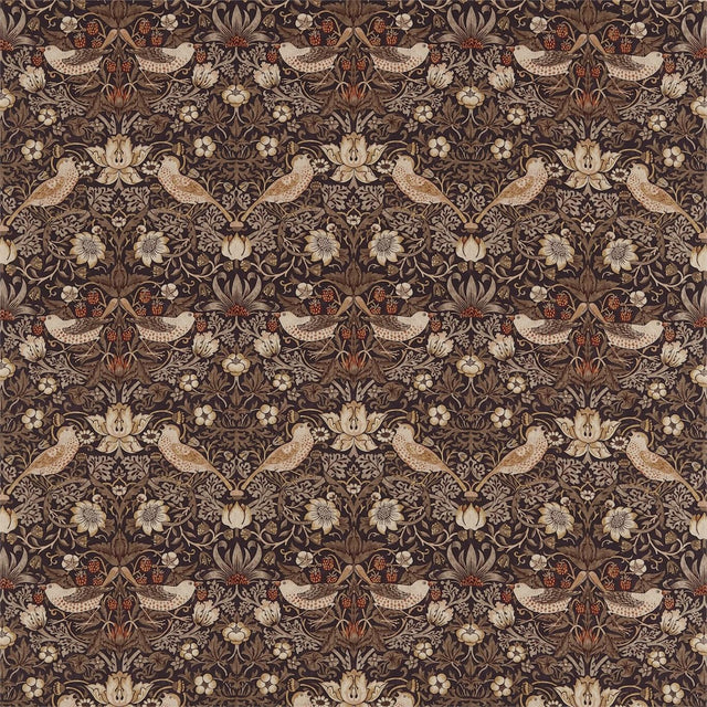 Morris & Co Strawberry Thief Grape/Gold Fabric