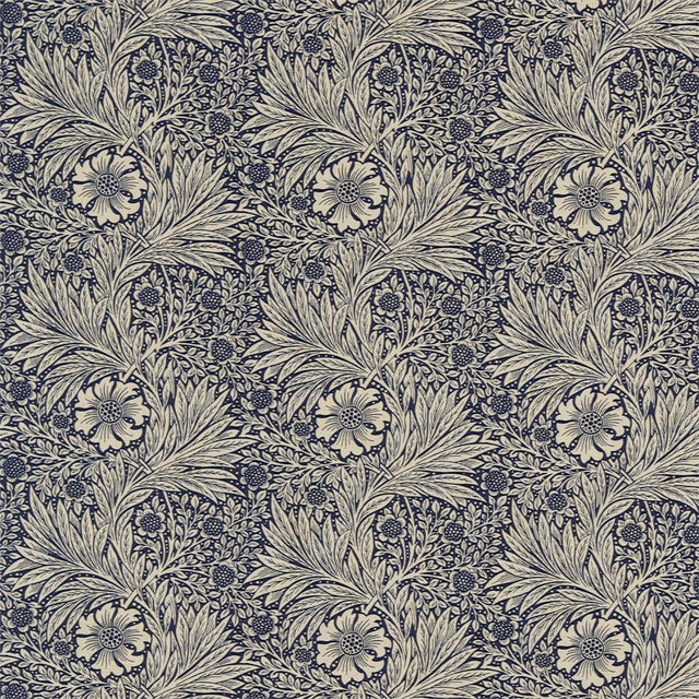 Morris & Co Marigold Indigo/Linen Fabric