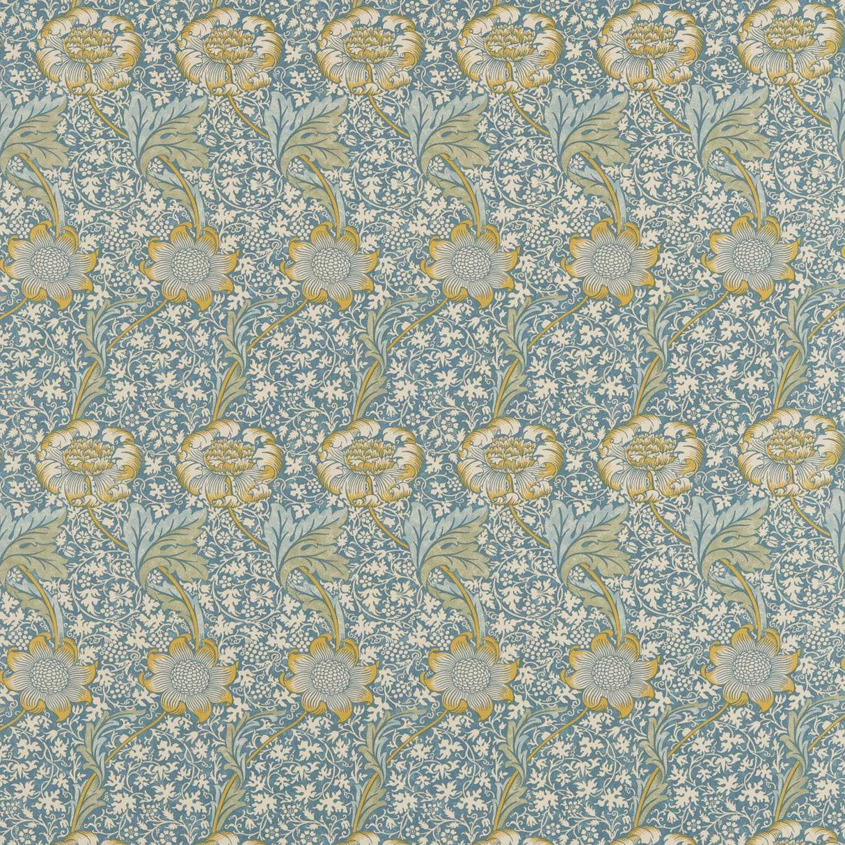 Morris & Co Kennet Sea Blue/Lichen Fabric