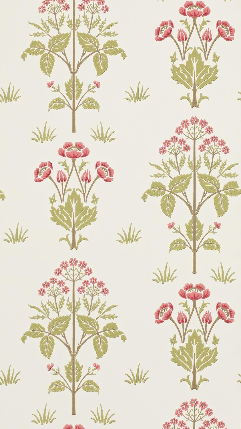 Morris & co Meadow Street Rose/Olive Wallpaper