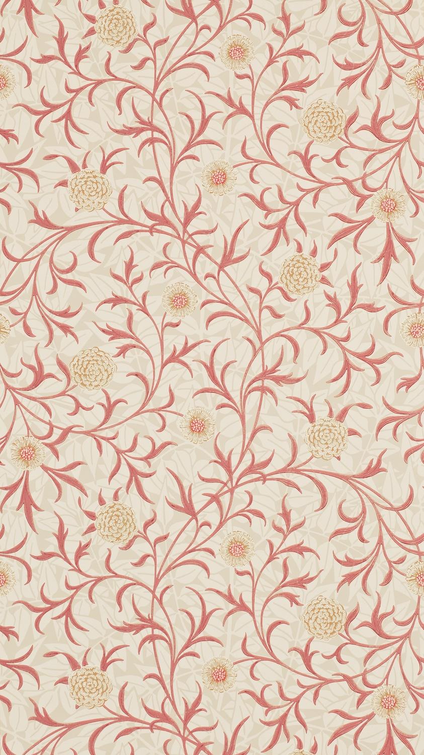 Morris & co Scroll Brick/Buff Wallpaper
