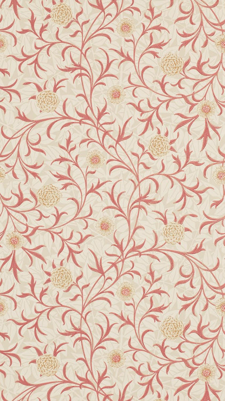 Morris & co Scroll Brick/Buff Wallpaper