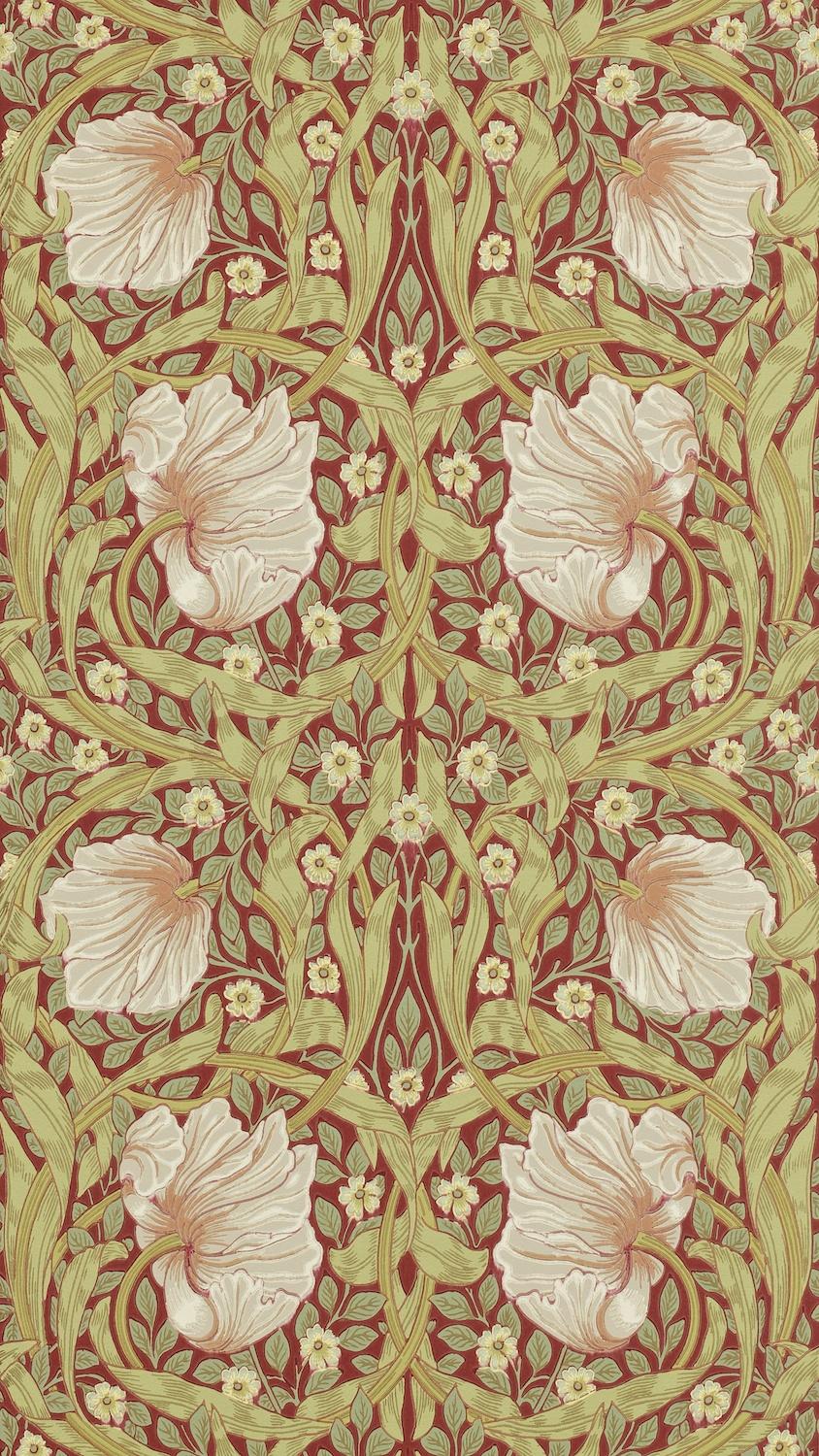 Morris & co Pimpernel Brick/Olive Wallpaper