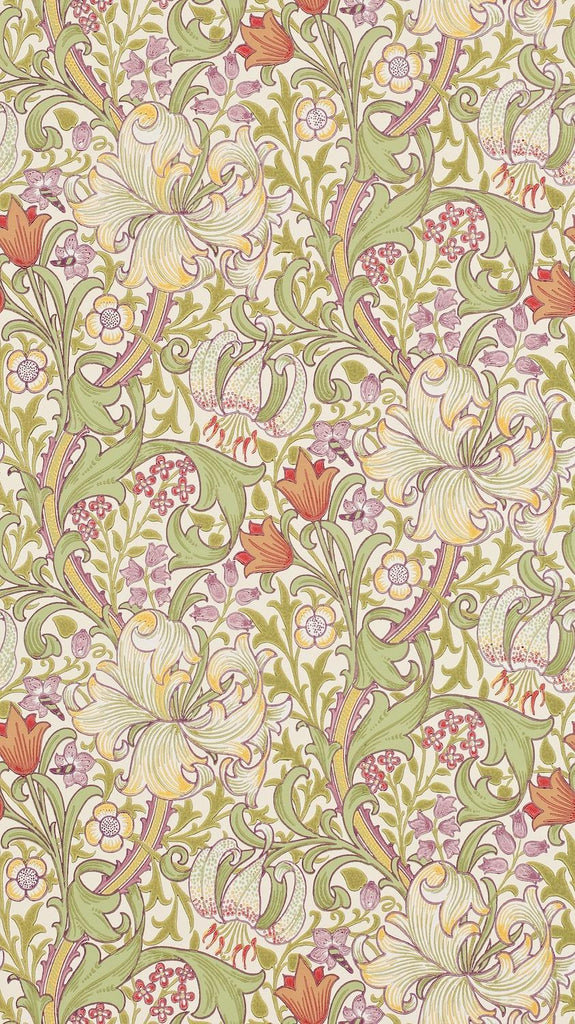 Morris & Co Golden Lily Olive/Russet Wallpaper
