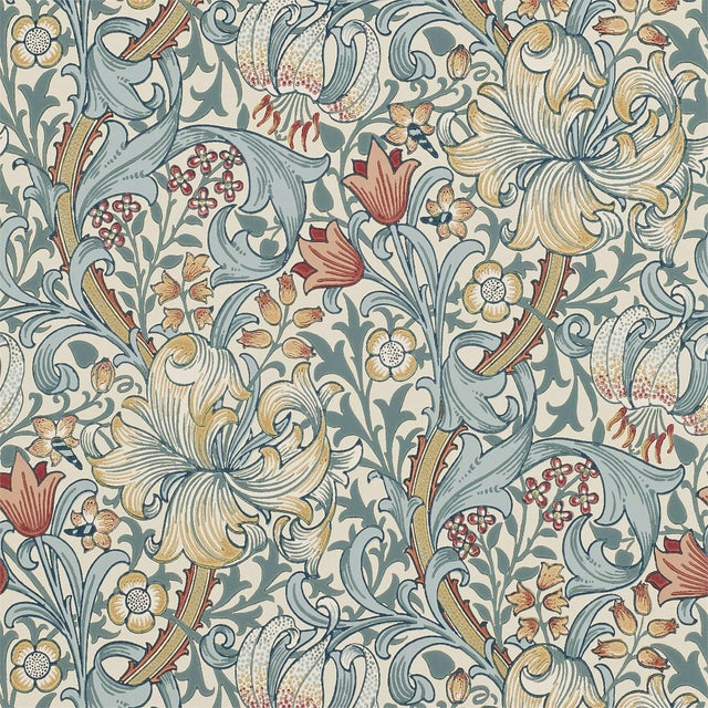 Morris & Co Golden Lily Slate/Manilla Wallpaper