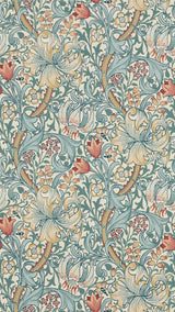 Morris & co Golden Lily Slate/Manilla Wallpaper