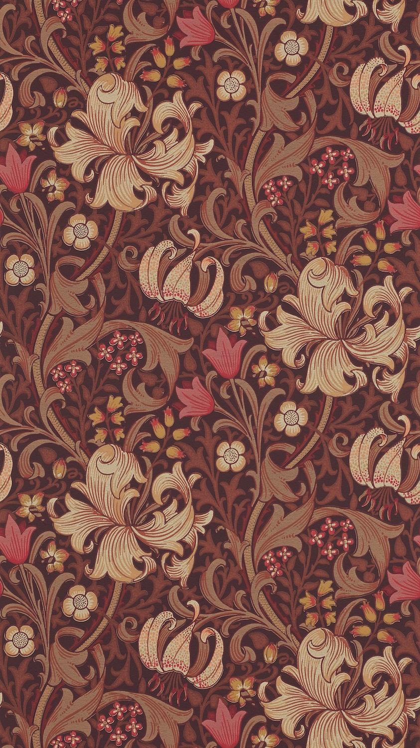 Morris & co Golden Lily Fig/Burnt Orange Wallpaper