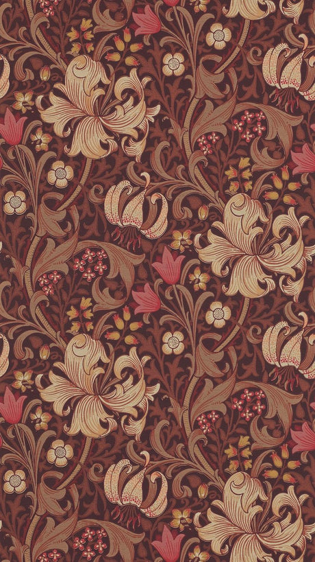 Morris & co Golden Lily Fig/Burnt Orange Wallpaper
