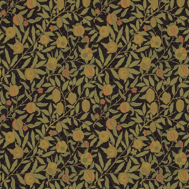 Morris & Co Fruit Black/Claret Fabric