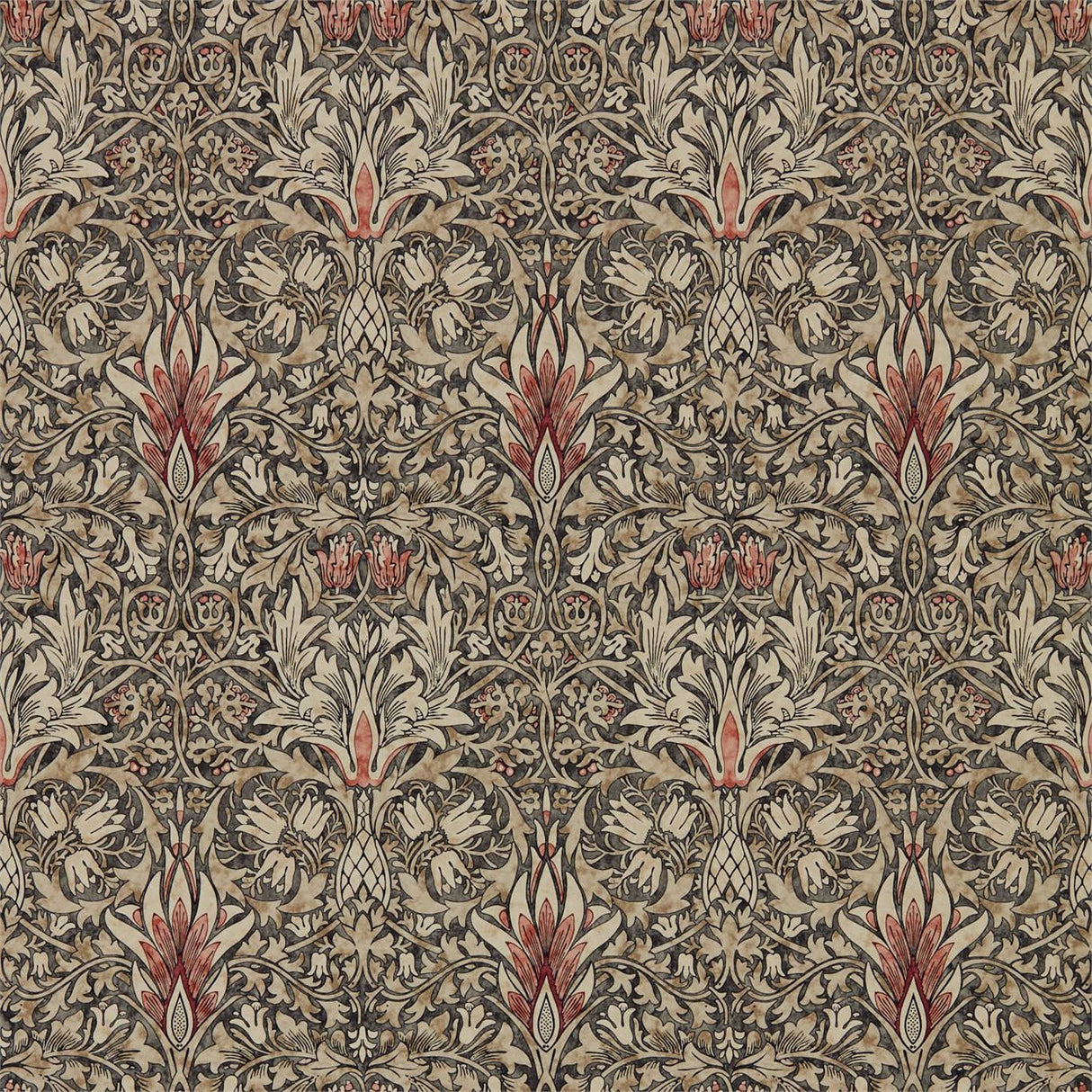 Morris & Co Snakeshead Charcoal/Spice Wallpaper