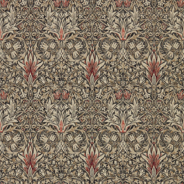 Morris & Co Snakeshead Charcoal/Spice Wallpaper