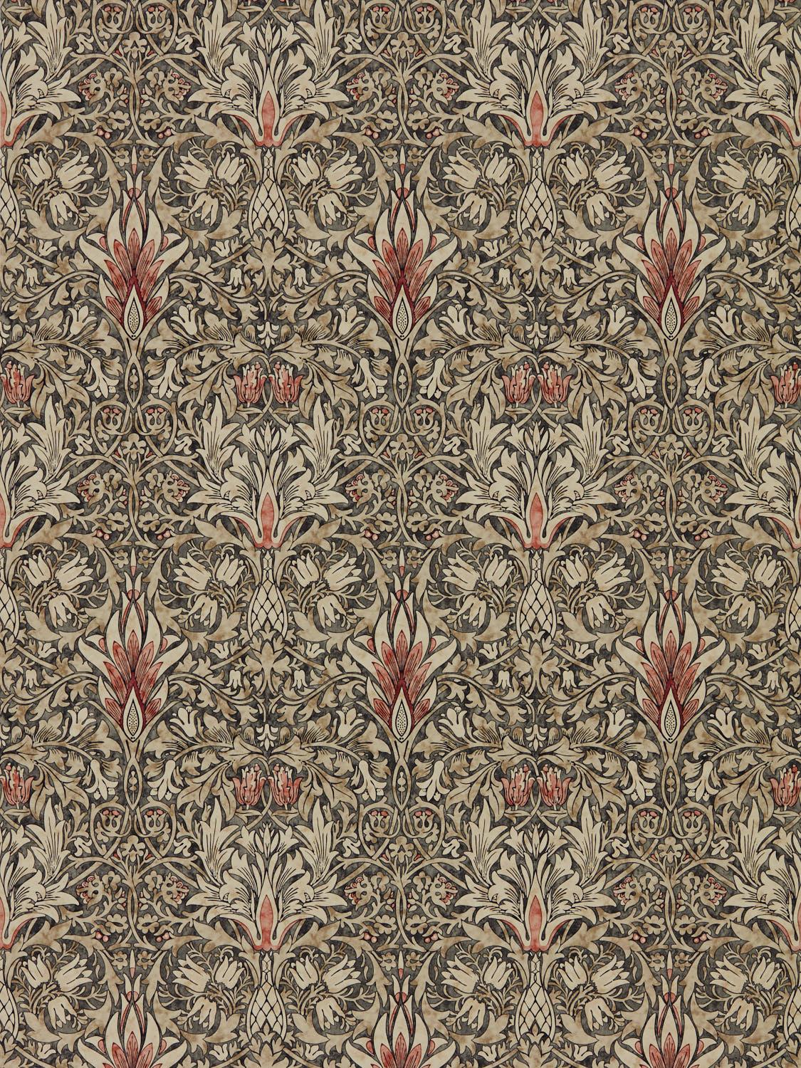 Morris & co Snakeshead Charcoal/Spice Wallpaper