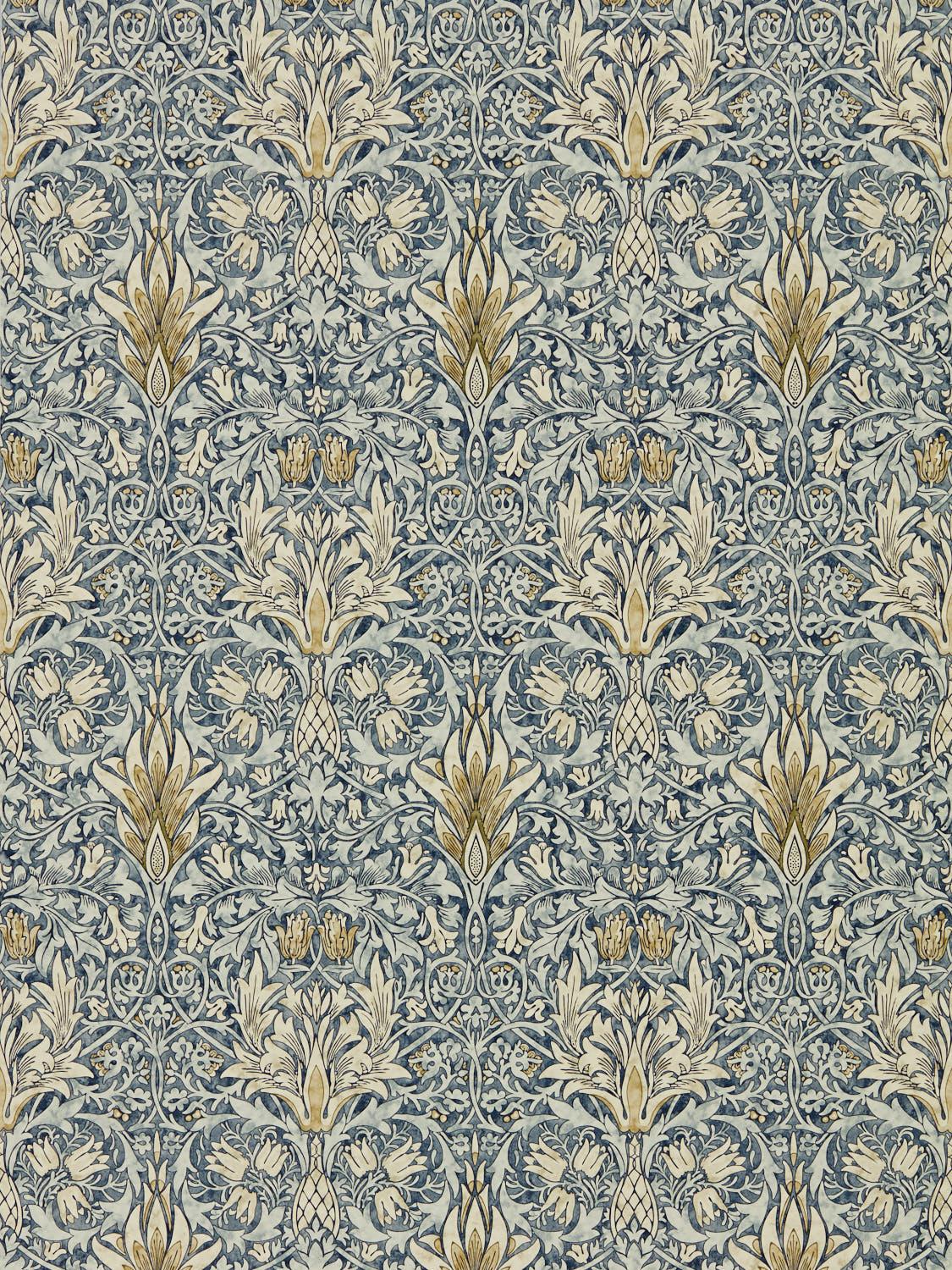 Morris & co Snakeshead Indigo/Cumin Wallpaper