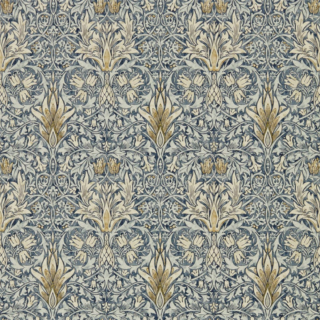 Morris & Co Snakeshead Indigo/Cumin Wallpaper