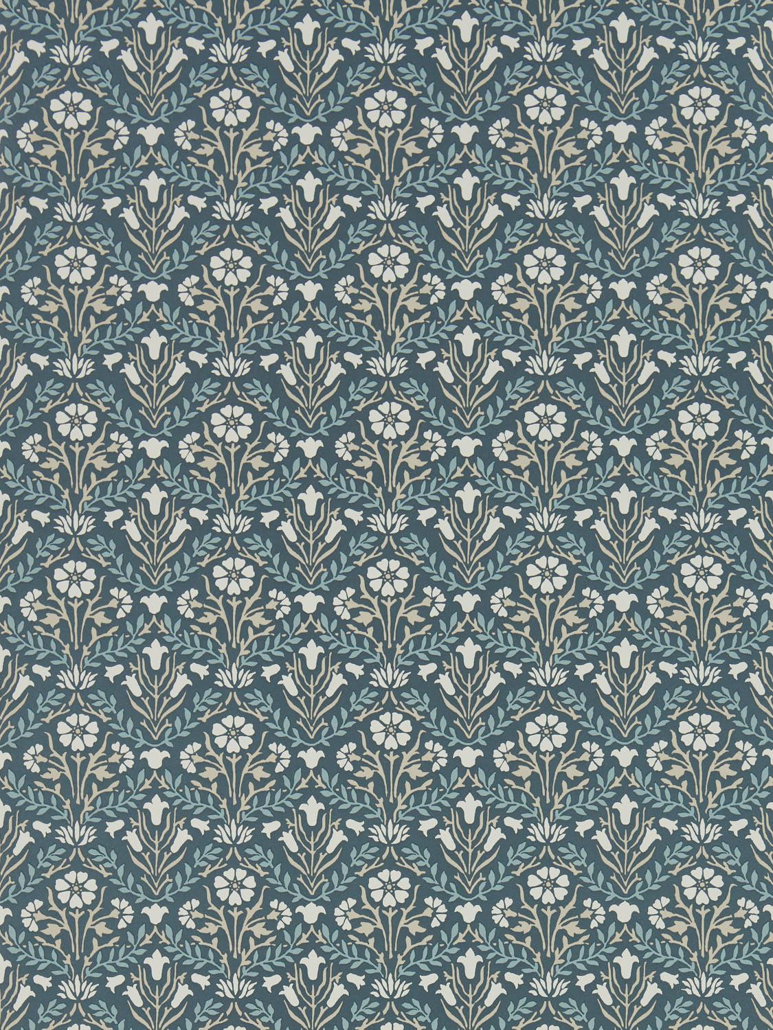 Morris & co Morris Bellflowers Indigo/Linen Wallpaper
