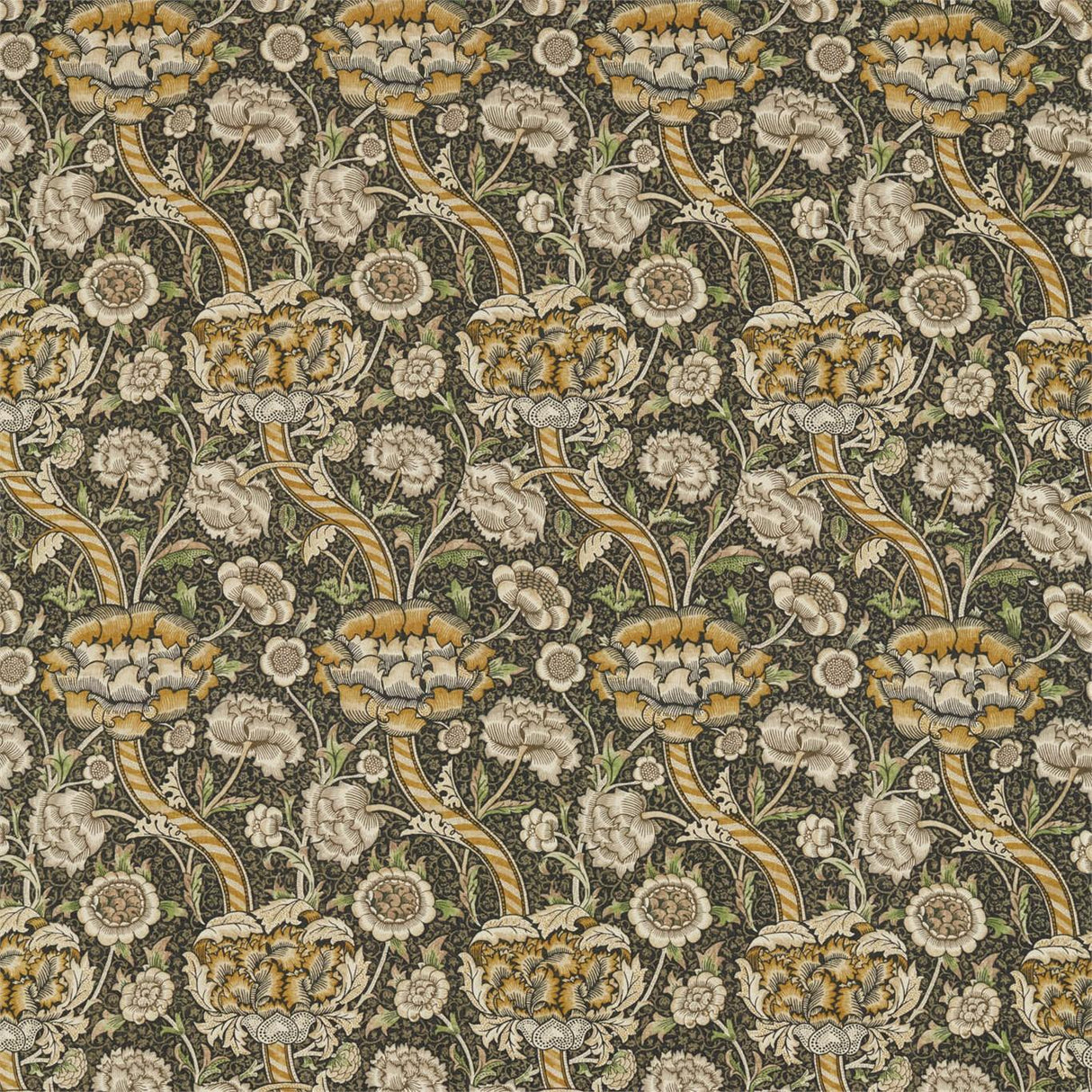 Morris & Co Wandle Charcoal/Mustard Fabric