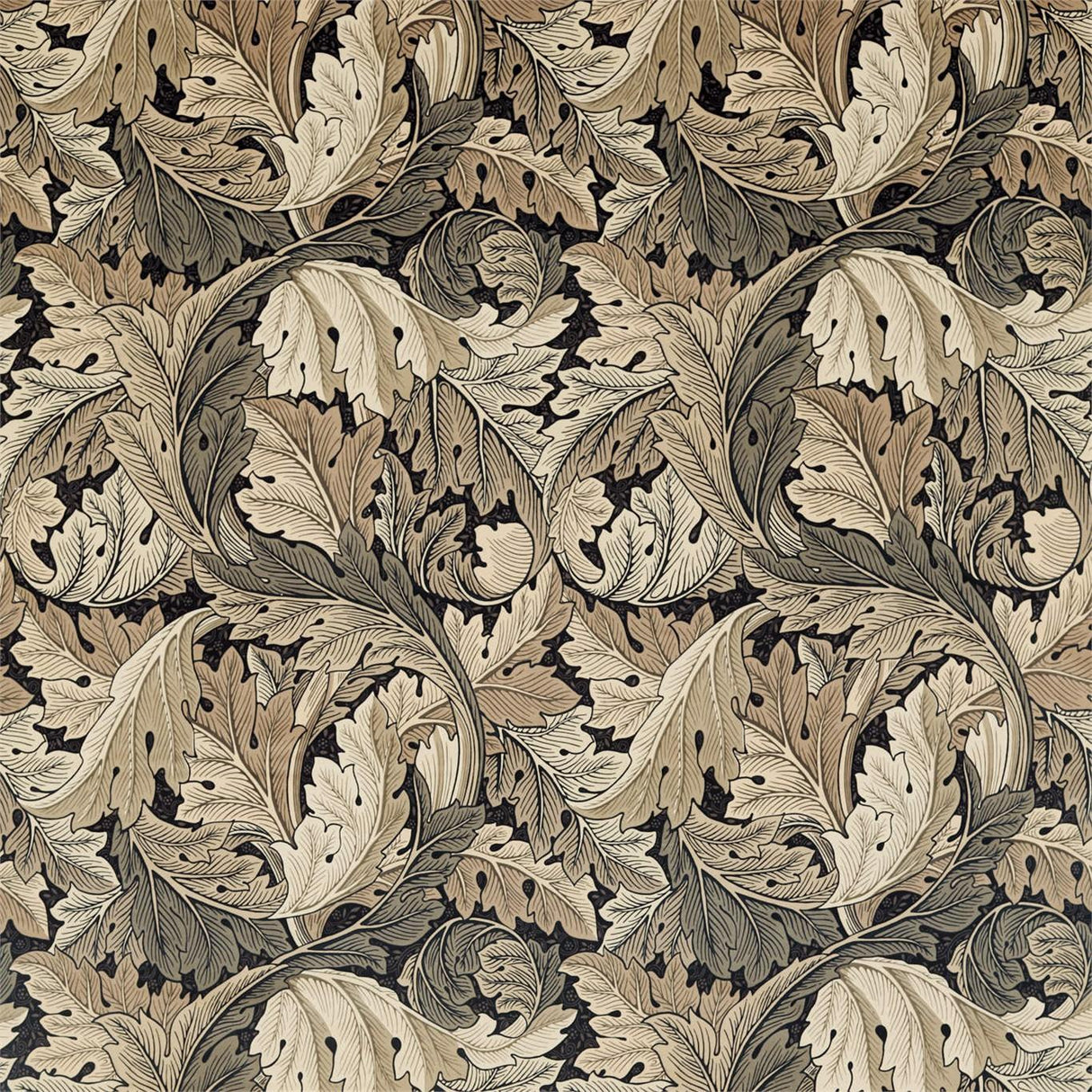 Morris & Co Acanthus Charcoal/Grey Fabric