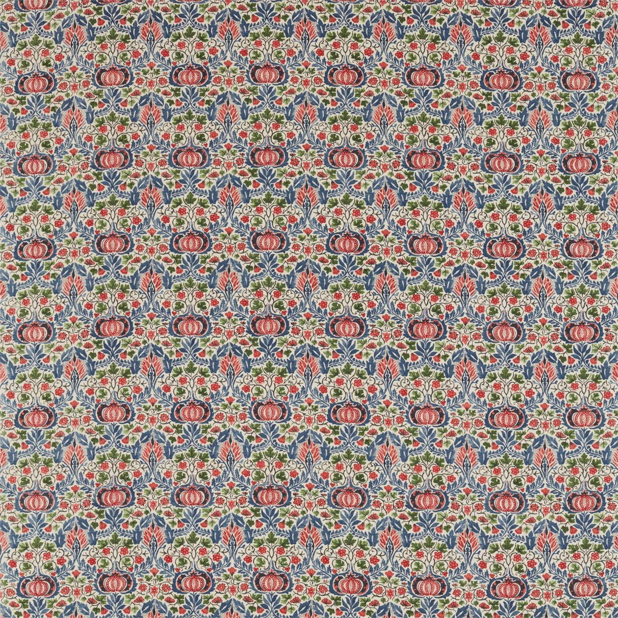 Morris & Co Little Chintz Indigo/Carmine Fabric