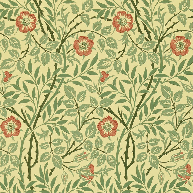 Morris & Co Sweet Briar Green/Blue/Rust Wallpaper