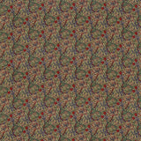 Morris & Co Golden Lily Bottle Green/Burgundy Fabric