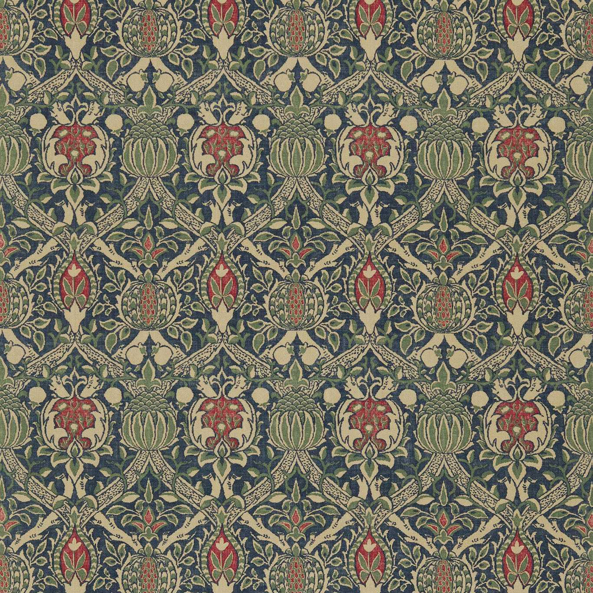 Morris & Co Granada Indigo/Red Fabric