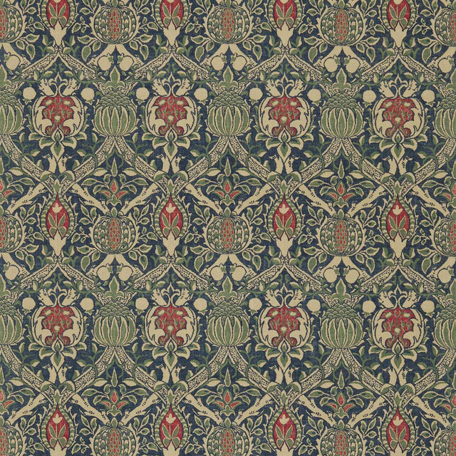 Morris & Co Granada Indigo/Red Fabric