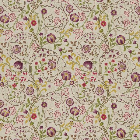 Morris & Co Mary Isobel Wine/Linen Fabric