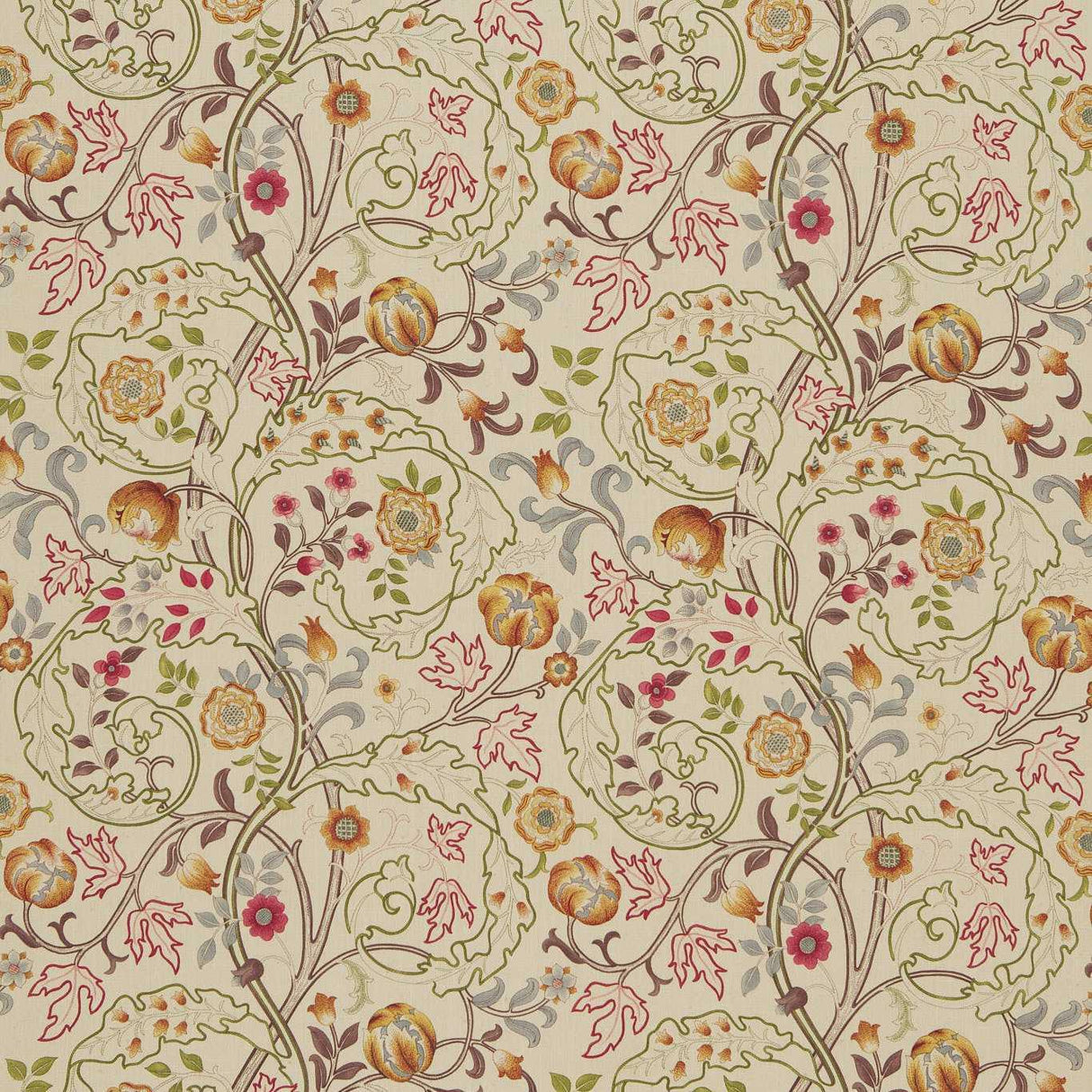 Morris & Co Mary Isobel Rose/Slate Fabric