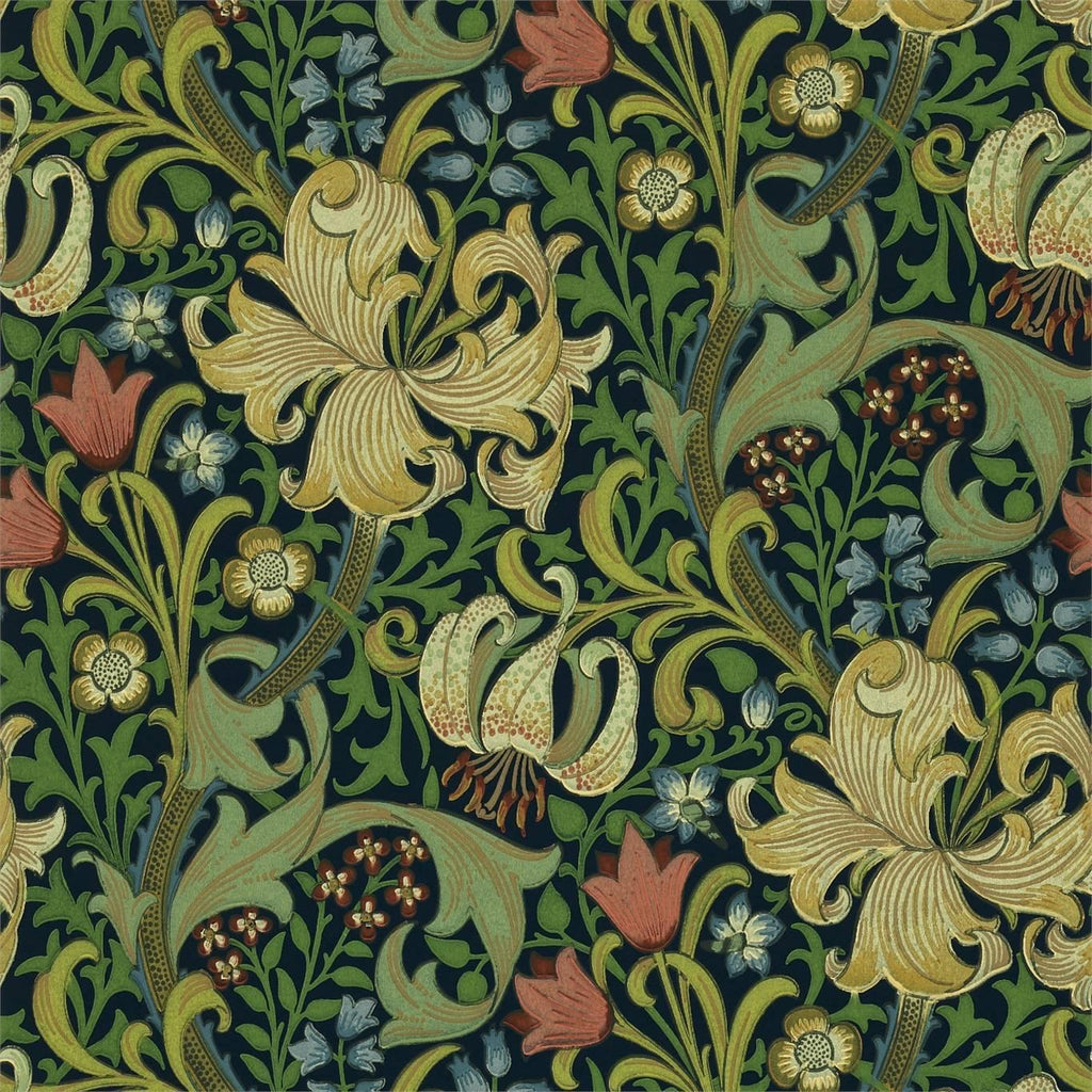 Morris & Co Golden Lily Indigo Wallpaper