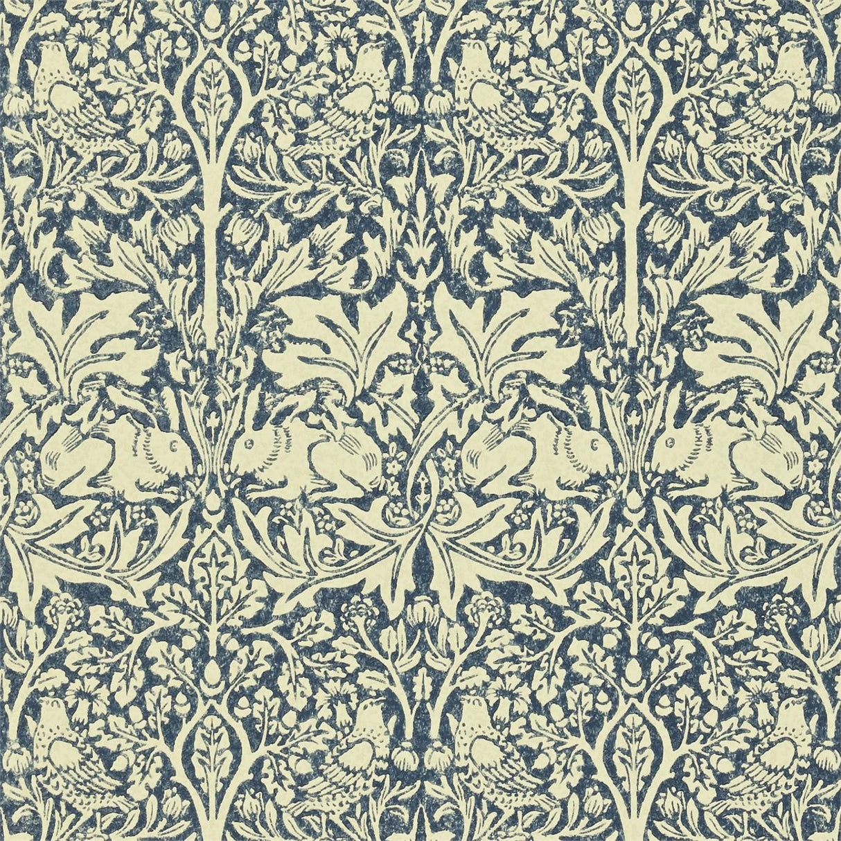 Morris & co Brer Rabbit Indigo/Vellum Wallpaper