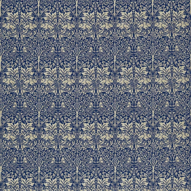 Morris & Co Brer Rabbit Indigo/Vellum Fabric