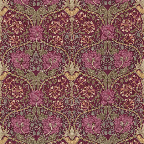 Morris & Co Honeysuckle & Tulip Wine/Bay Leaf Fabric