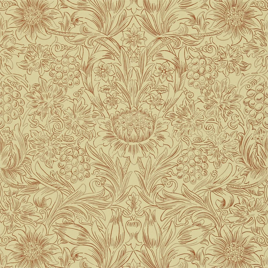 Morris & Co Sunflower Etch Red/Biscuit Wallpaper