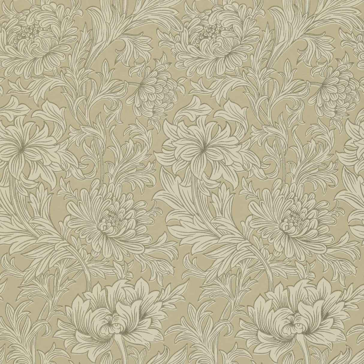 Morris & Co Chrysanthemum Toile Ivory/Gold Wallpaper