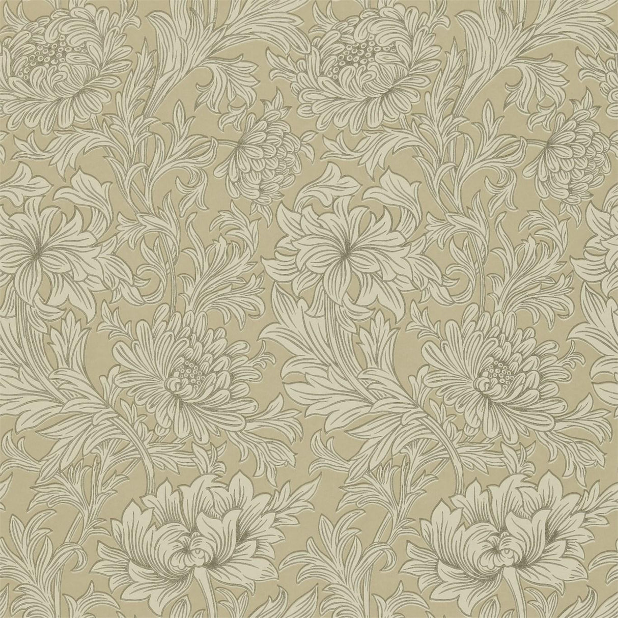 Morris & co Chrysanthemum Toile Ivory/Gold Wallpaper
