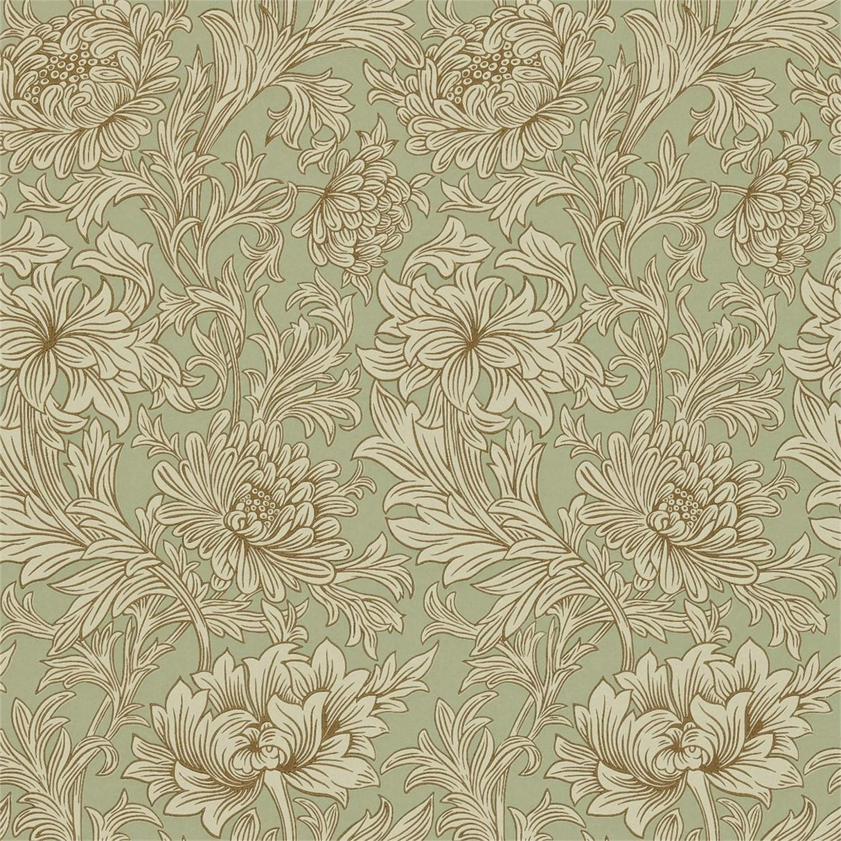 Morris & Co Chrysanthemum Toile Eggshell/Gold Wallpaper