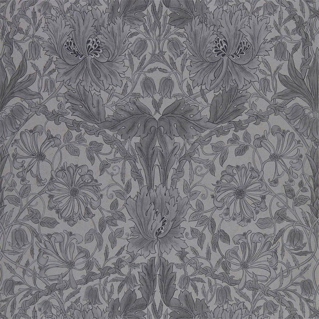 Morris & Co Pure Honeysuckle & Tulip Black Ink Wallpaper