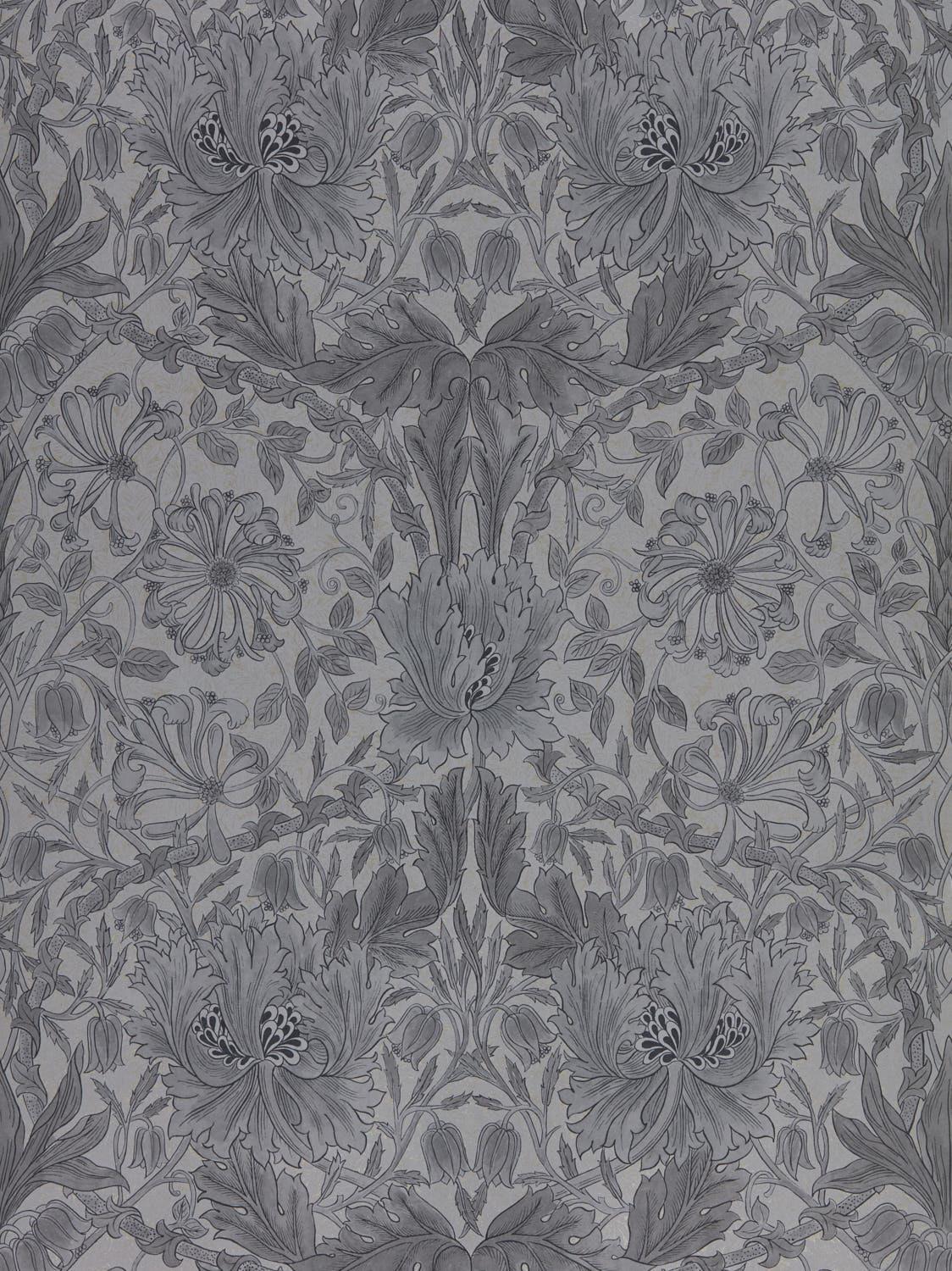 Morris & co Pure Honeysuckle & Tulip Black Ink Wallpaper