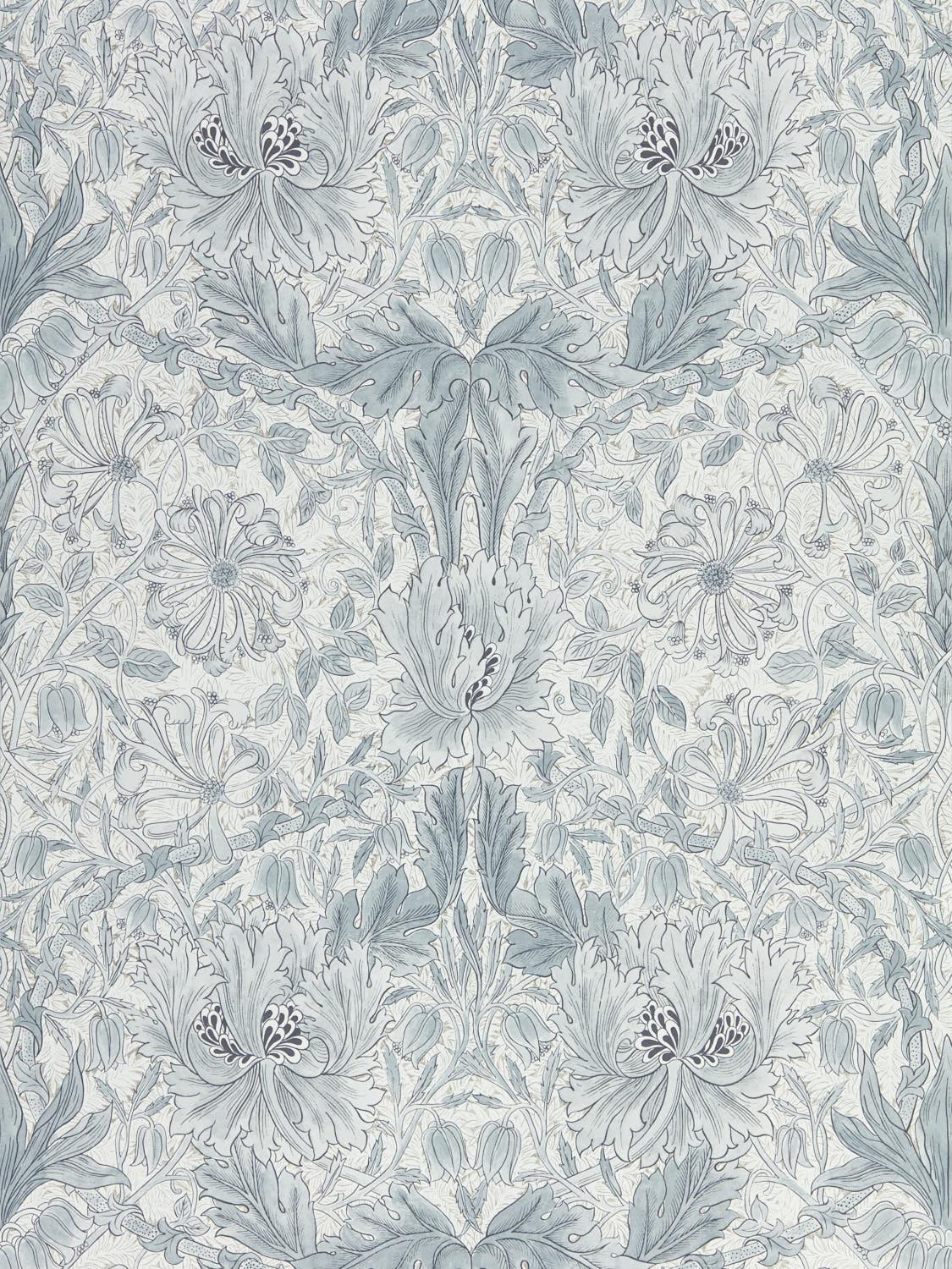 Morris & co Pure Honeysuckle & Tulip Cloud Grey Wallpaper